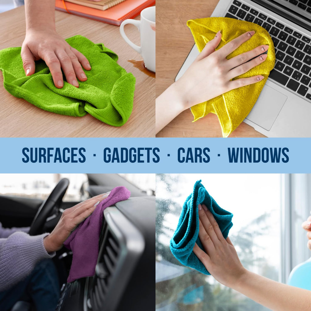 GREEN LIFESTYLE Microfiber Cleaning Cloth 50 Pack, Borderless Microfiber Towels Cleaning, Rags for Cleaning, Car Microfiber Towel, Drying Towels for Сars, Car Wash Towels (11.5" x 11.5", Multicolor)