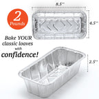 Spare Essentials (65 Pack) 2Lb Foil Bread Pans for Baking, Disposable Bread Pans - Perfect for Baking Banana Bread, Cakes & Meatloaf - 2 Pound Aluminum Pans for Food Serving - 8.5" X 4.5" X 2.5"