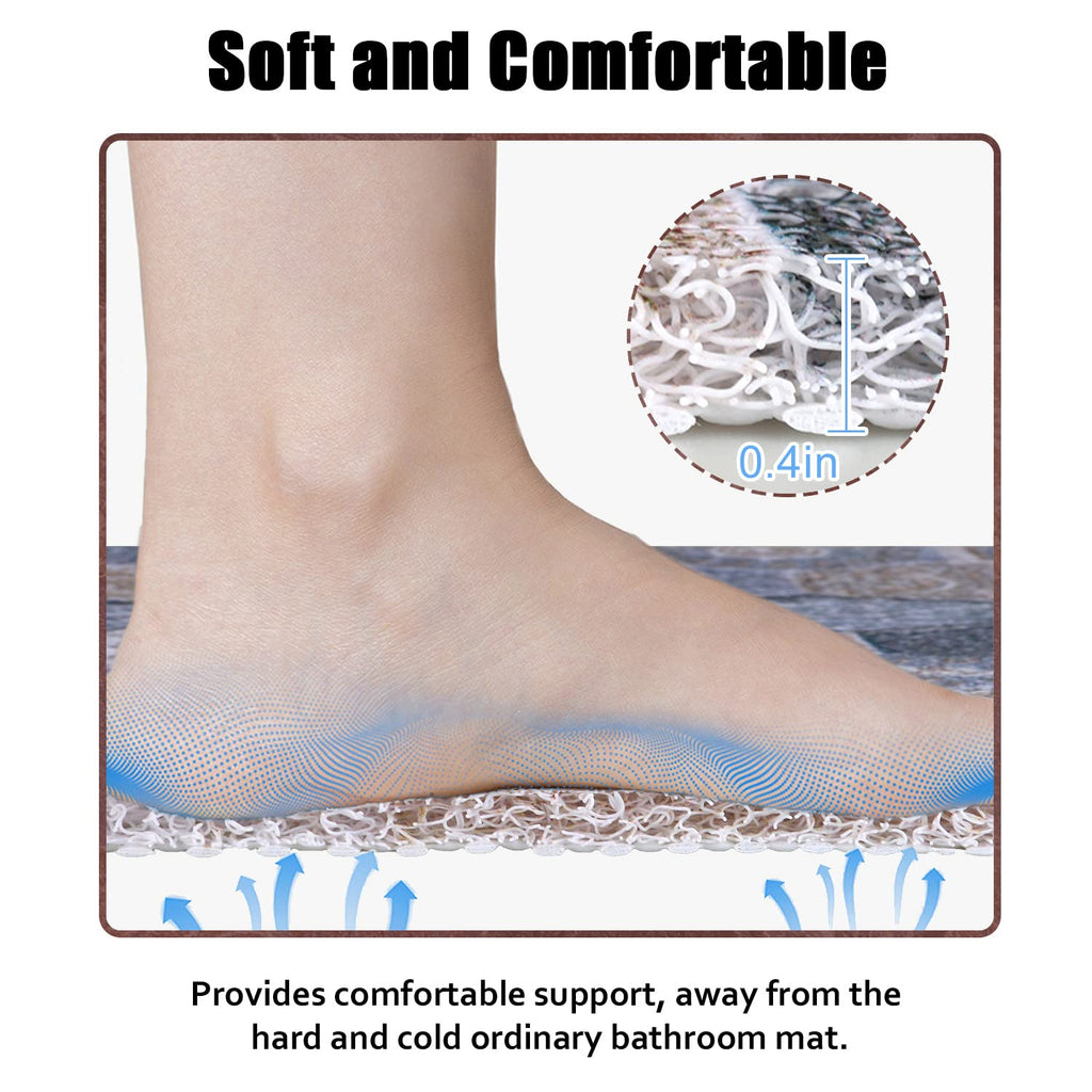Shower Mat Non-Slip, Soft Comfort Bath Mat with Drainage Holes, PVC Loofah Massage Bathmat for Shower,Tub,Bathroom,Wet Areas, Quick Drying