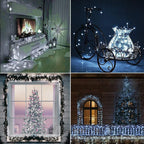 Upgraded 33FT 100 LED Christmas String Lights Outdoor & Indoor, Extendable Waterproof White Lights with Memory Function & Timer & 8 Modes for Christmas Tree Holiday Party Garden Decor (Cool White)