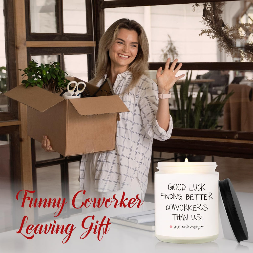 BAUBLEDAZZ Coworker Leaving Gifts for Women, Farewell Gifts for Coworkers- Handmade Lavender Soy Wax Candle(7oz)- Funny Going Away Gift for Coworker, Goodbye Gifts for Coworkers