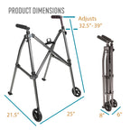 Able Life Space Saver Walker Lite w/Wheels, Lightweight Folding Walker for Adults, Seniors, and Elderly, Collapsible Travel Walker, Ski Glides for Mobility Support, Compact, Black Walnut