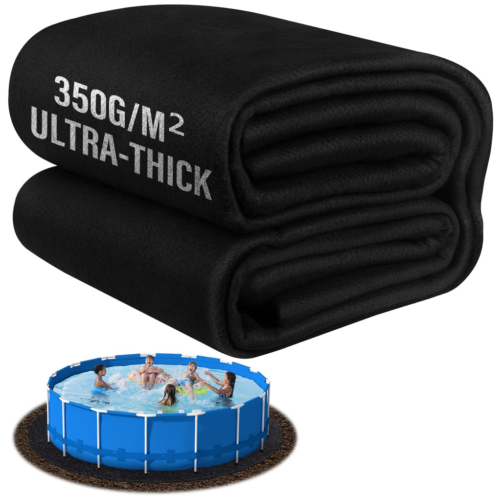 TIXANF 15FT Pool Liner Pad,350G/M² Thicker Seamless Above Ground Pool Liner,Pre-Cut Heavy Duty Round Pool Liner Pad, Durable Geotextile Material,Puncture Protection,Extend Liner Life(Black)