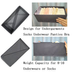 Sock Drawer Organizer 3 Pack - Collapsible Fabric Storage Bins for Underwear Divider, Small Closet Organizers with 3 Compartments, Gray