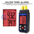Thermocouple Thermometer Digital K Type Thermometer with 4 Thermocouples, -328~2500℉ Measuring Range HVAC Thermometer Dual Channels Temperature Meter Gauge with LED Backlight & ADJ Compensation