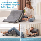 MEGCXIT 4PCS Bed Wedge Pillow for Headboard, 10-in-1 Adjustable Foam Wedge Pillow for Acid Reflux Relief, 23” Wide Triangle Pillow Wedge for Post Surgery, Back Pain Relief & Snoring, Grey