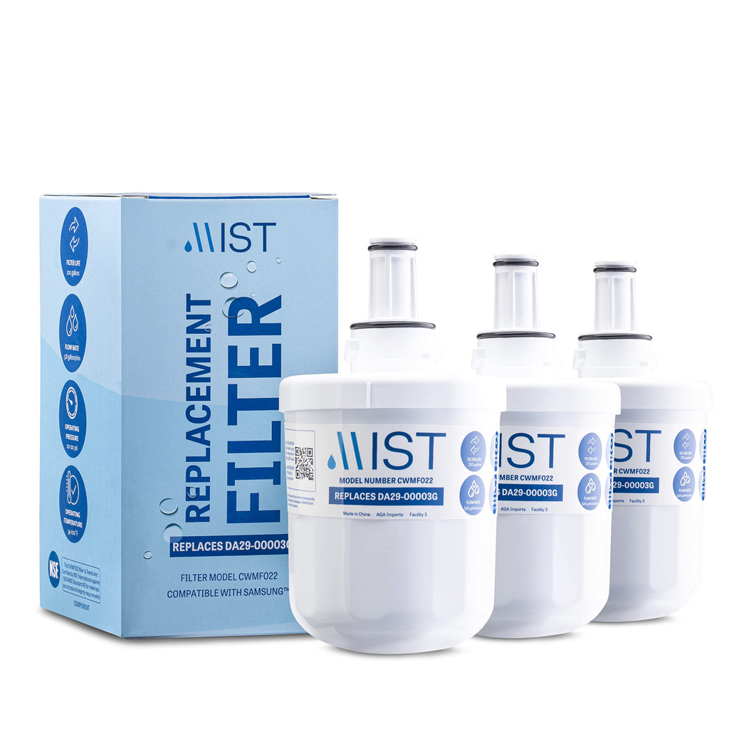 MIST DA29-00003G Water Filter Replacement for Samsung, Refrigerator Water Filter compatible with Aqua-Pure Plus, RSG257AARS, DA29-00003F, DA29-00003A, HAFCU1, HAFIN1/EXP, HAFIN2/EXP (3 pack)