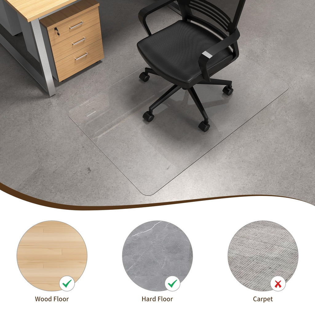Warmstar Clear Office Chair Mat for Hardwood Floors, 36"x48" Plastic Floor Mat Heavy Duty Rolling Mat for Desk Chairs, No Curling, Suitable for Wood & Tile Floors in Office & Home