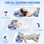 Cervical Pillow for Neck Pain Relief - Ergonomic Memory Foam Pillow with Adjustable Cooling Contour Design, Orthopedic Support for Side/Back/Stomach Sleepers, Machine-Washable Cover (Blue)
