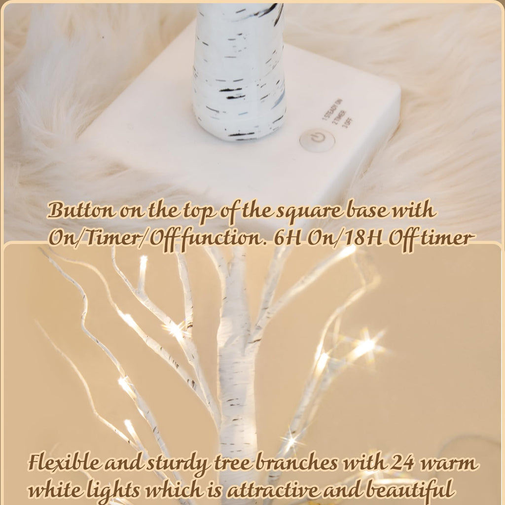 PEIDUO Christmas Tree for Home Decor, 2FT Tabletop Tree with LED Lights, Warm White Tree Lamp, Fairy Light Spirit Tree for Room Inside Fireplace Christmas Decorations, Battery Powered, Timer (4PK)