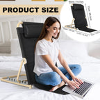 Menkxi Lifting Bed Backrest Portable Folding Adjustable Sit up Back Rest Multifunction Chair for Bed Change Angle of Backrest for Elderly Patients Back Neck Lumbar Support (Black,28.4 Inch)