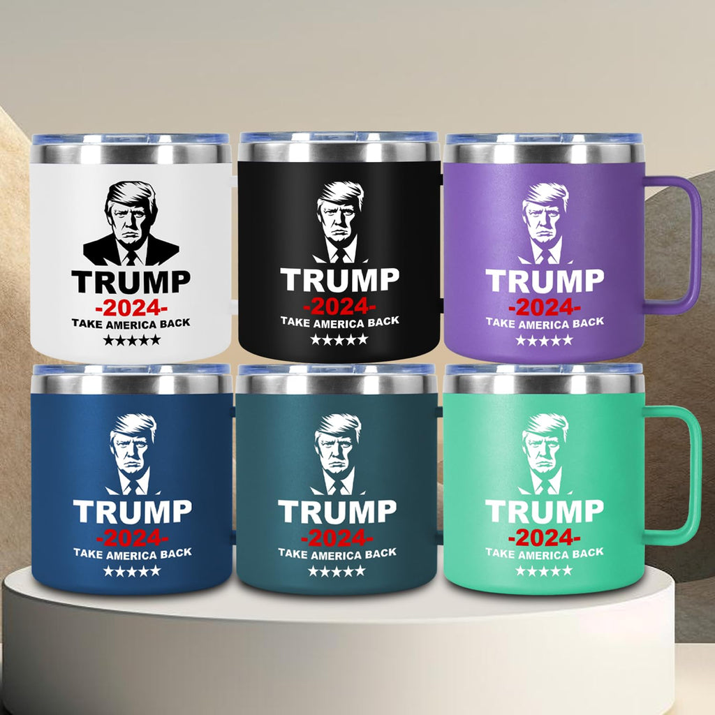 Icesip Trump Dad Mug 14 oz Insulated Coffee Mug with Lid and Handle, 14oz Double Wall Stainless Steel Coffee Tumbler Travel Cup, Black 1 Pack