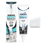 PentaUSA Tile Grout Repair Kit - White Premixed Acrylic Sanded Grout Filler for Bathroom, Shower, and Kitchen, Water-Resistant Tube with Applicator, Fills Cracks and Gaps, Fast Drying (8.8oz / 250g)