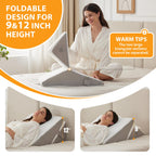Ruqmuis Bed Wedge Pillow for Sleeping, 9&12 Inch Adjustable Wedge Pillow Set for After Surgery, Triangle Pillow for Back Pain Relief, Leg Support, Acid Reflux, Gerd, White/Grey