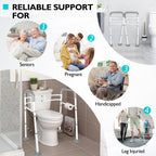 Toilet Safety Frame- 300lbs Adjustable Safety Grab Bar, Toilet Frame with Handle and Suction Cups Toilet Safety Guard for Elderly (White Grey)