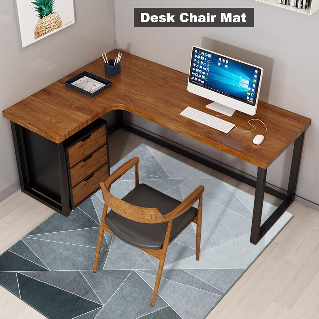 Office Chair Mat for Hardwood Floor, 60"x48" Office Rug Highly Premium Quality Rolling Chair Mat, Desk Chair Mat - 3.86lbs Anti-Slip Office Mat for Laminate Floor etc, Black Grey