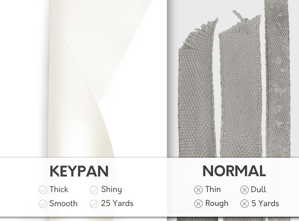 Keypan Ivory Satin Ribbon 2.5 Inch Double-Faced Polyester Cream Ribbons 25 Yards for Christmas Gift Bows Crafts Floral Bouquet Wedding Invitations