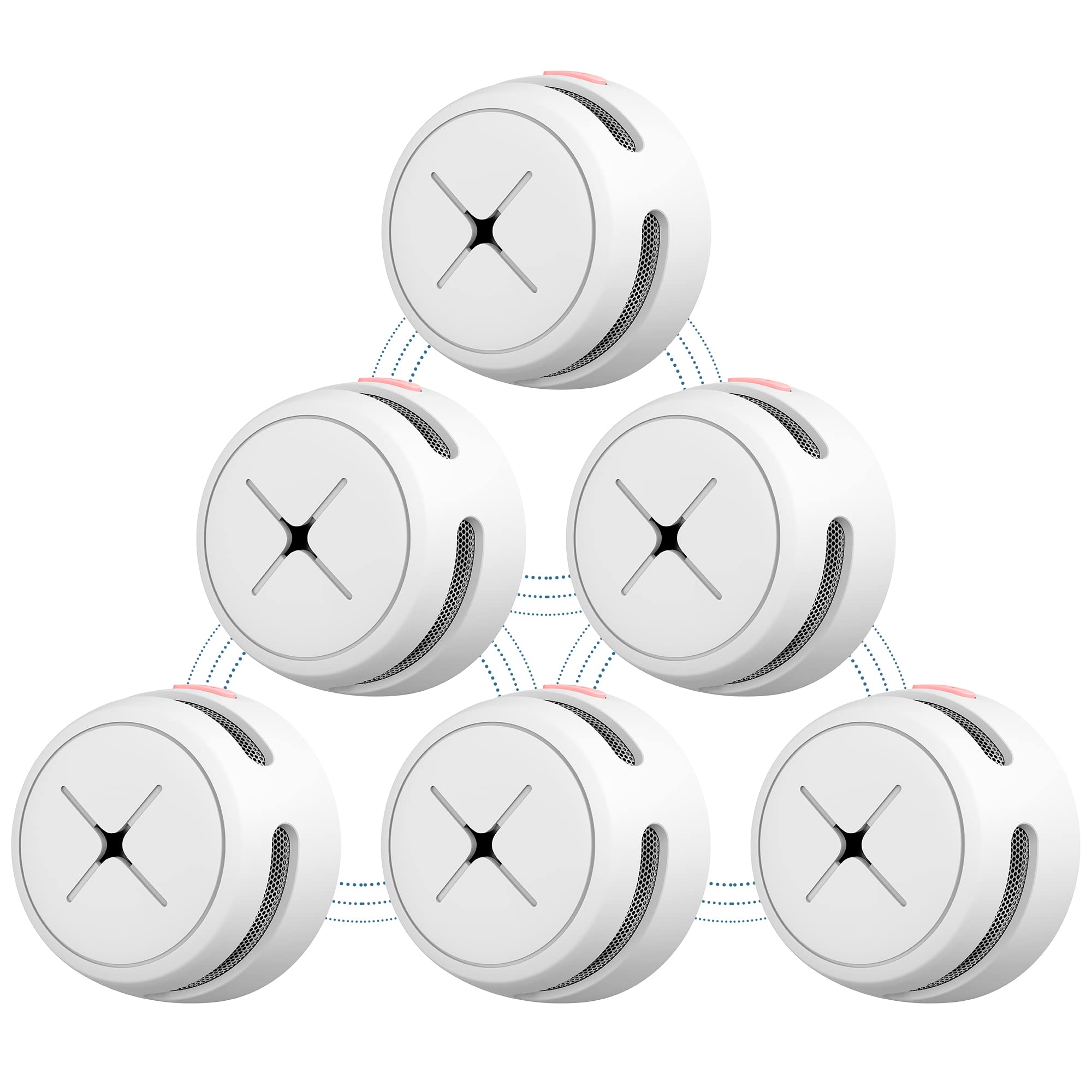 AEGISLINK Interlinked Smoke Detector, Smoke Alarm with Replaceable Battery, Wireless Interconnected Smoke Alarm, S-RF500 (RF Interlinked, 6-Pack)