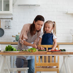 COSYLAND Kids Kitchen Step Stool，Toddler Standing Tower with CPC Certification, Removable Anti-Drop Railing Safety Rail Enjoys Unique Patented Design A Anti-tip Structure More Stable, Natural Bamboo