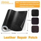Lifeshoon Leather Repair Patch, 17X79 Inch Glossy Self Adhesive Leather Repair, Large Vinyl Patch Tape for Couches, Furniture, Car Seats, Cabinets, Wall, Handbags （17X79 Inch, Dark Brown）