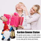 halp·ssfm Garden Gnome Statue Solar Light Outdoor Decorations Figurine with Lantern Led Shovel Sculpture Lawn Patio Yard Porch Outside Christmas Housewarming Gifts for Women Mom Grandma