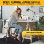 Anti-Fatigue Standing Office Chair Mat for Hardwood Floor with Cushioned Foam Foot Support, 48” x 36” Desk Chair mat, Scratch Resistant and Waterproof Anti-Slip Surface, Soft Ergonomic Cushion