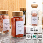 Spice Jars,Spice Jars with Label 24Pcs,Seasoning Containers,Glass Spice Jars with Bamboo Lids,Kitchen Essentials,Spices Container Set,Kitchen Set,Seasoning Organizer,Spice Rack Organizer for Cabinet