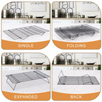 Cooling Rack for Baking 3 Tiers, 16" x 10" Cookie Cooling Wire Rack Stackable Collapsible Nonstick, Stainless Steel Baking Cooking Cooling Racks with Optimum Air Flow, Black