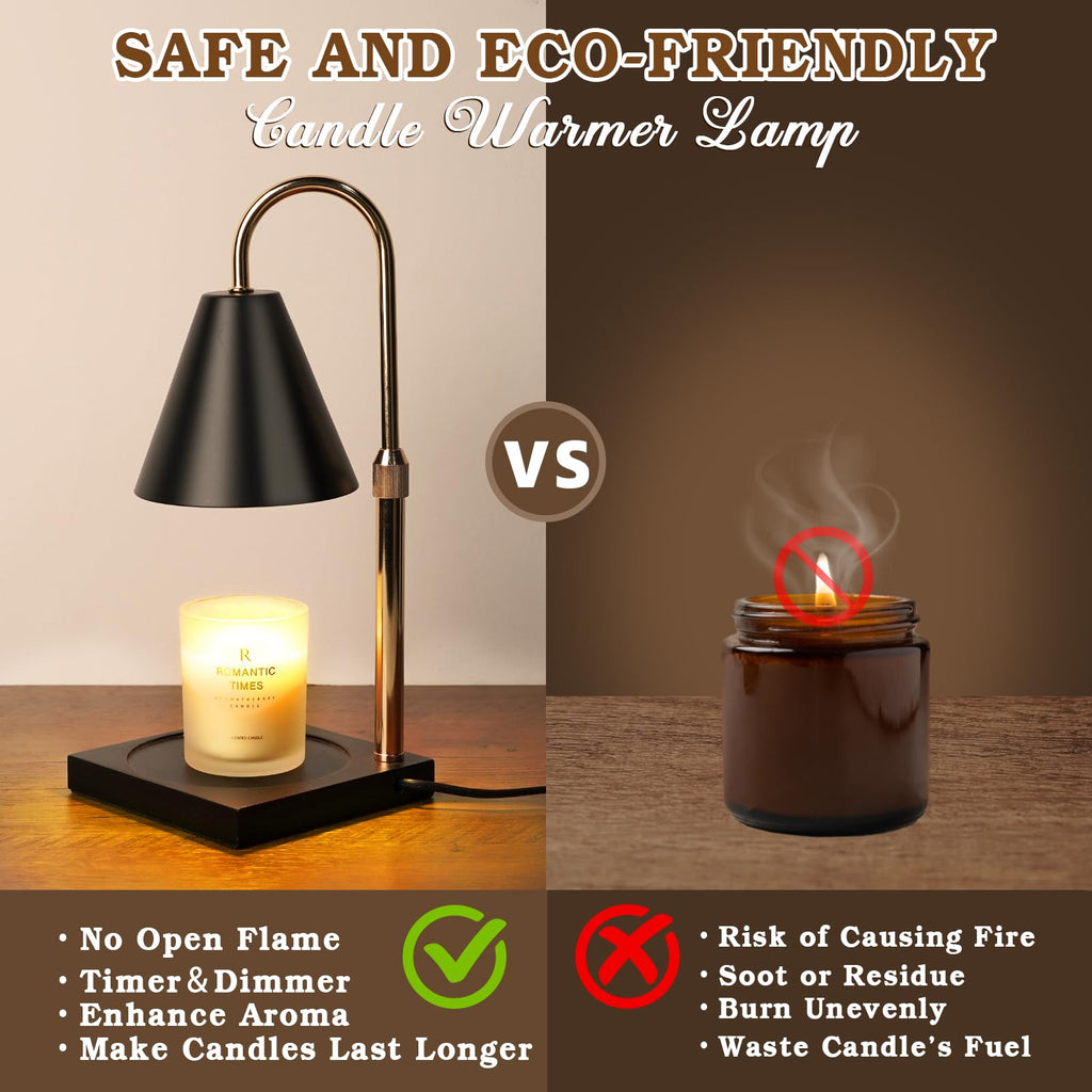 Candle Warmer Lamp with Timer Dimmer, Electric Candle Lamp Warmer for Bedroom Decor, Women Gifts for Christmas, Adjustable Metal Candle Lamp, Mom Gifts Ideas, Home Decor for House Warming Gifts, Black