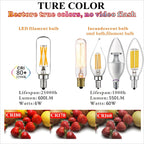 LiteHistory LED Bulb Dimmable 6W Equal Warm White 2700K T6 T25 E12 Candelabra Bulb 60 watt for Chandeliers,Ceiling Fan,Pendant,Wall sconces AC120V 600LM e12 Light Bulb 6Pack