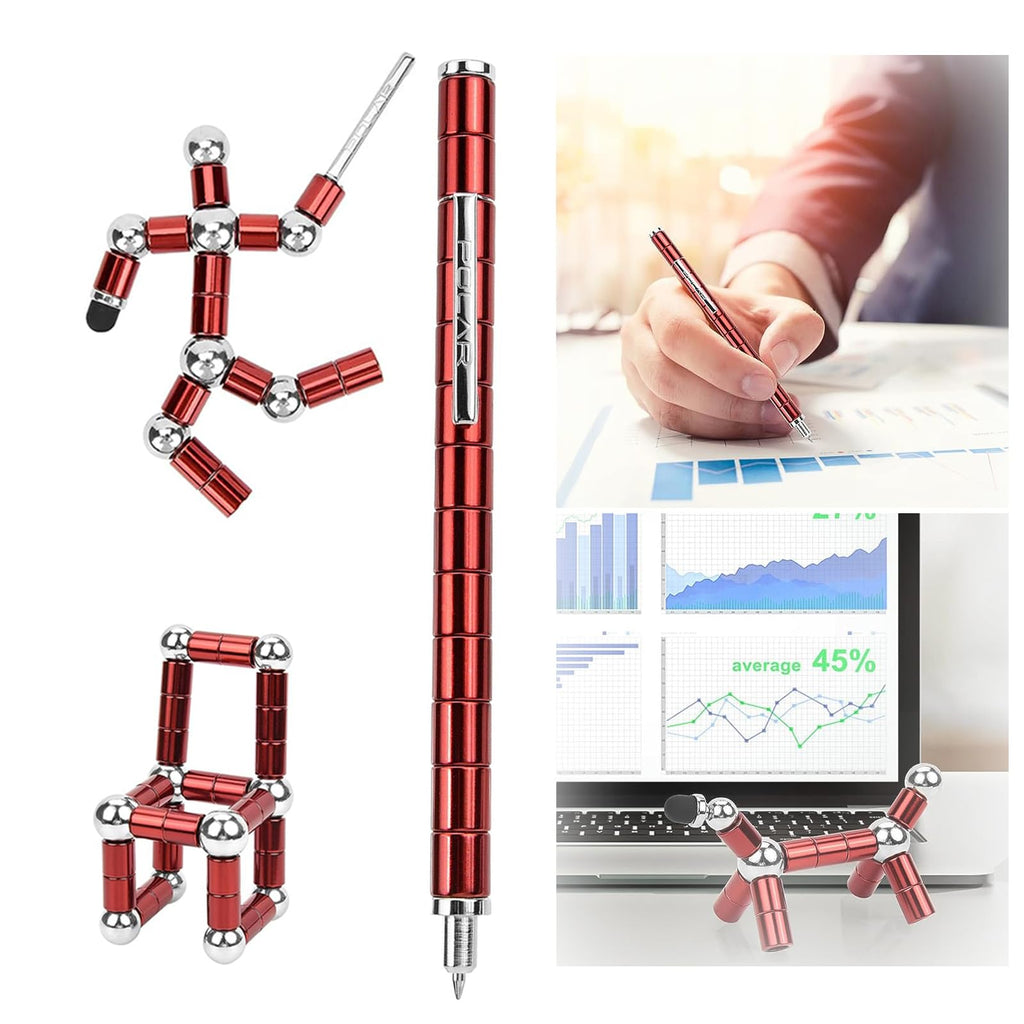 Lafoxla Fidget Pen Decompression Magnetic Metal Pen, Toy Pen Relieving Stress Build Various of Shapes, Strato Pen Multifunctional Deformable Magnet Writing Pen Polar Pen for Christmas Gift
