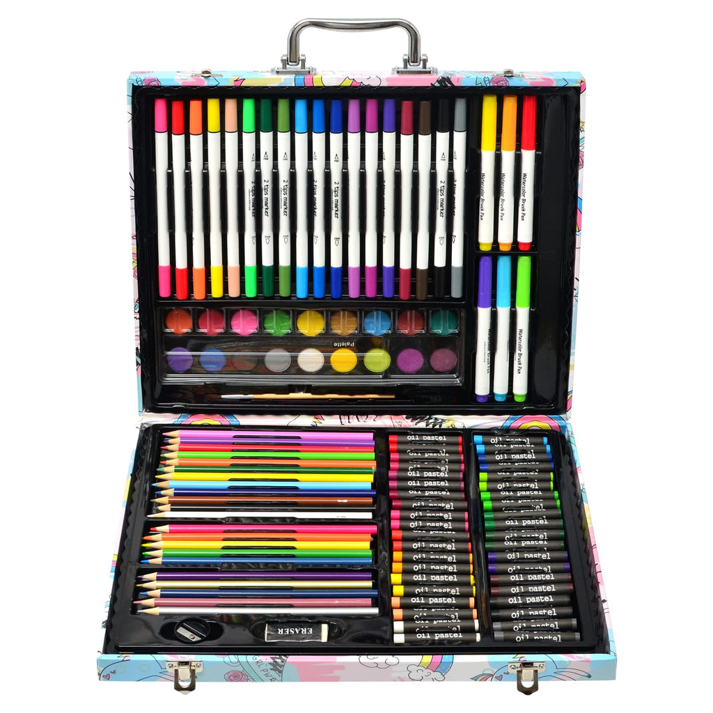 Darnassus 132-Piece Art Set, Deluxe Professional Color Set, Creating Gift Box, Art Set Crafts Drawing Painting Christmas Kit for Kids and Adult, Girls Boys