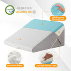 Ruqmuis Bed Wedge Pillow for Sleeping, 9&12 Inch Adjustable Wedge Pillow Set for After Surgery, Triangle Pillow for Back Pain Relief, Leg Support, Acid Reflux, Gerd, White/Grey