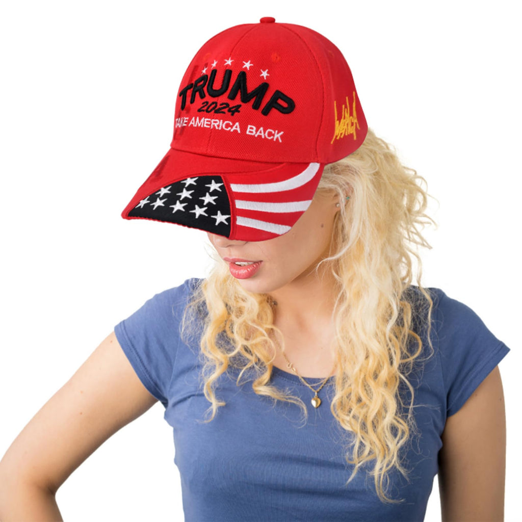 Donald Trump 2024 Hat Trump Merchandise Take America Back with USA Flag Embroidered Adjustable Baseball Cap for Women Men Kid