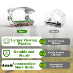 2 Pack Window Bird Feeder with Strong Suction Cups Durable and Sturdy Large Acrylic Clear Bird Feeder for Window Viewing, Bird House for Outdoors Window Viewing, Bird Watching Gifts for Elderly Kids