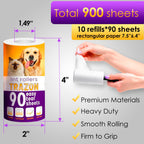 Lint Roller Refills 10 Pack of 900 Sheets / 10 Refills Rollers Only, Extra Sticky Roller for Pet Hair, Lint Remover Dog Hair, Cat Hair, Fuzz, Animal Fur, Lint Removal Roller Clothe, Stick Roller