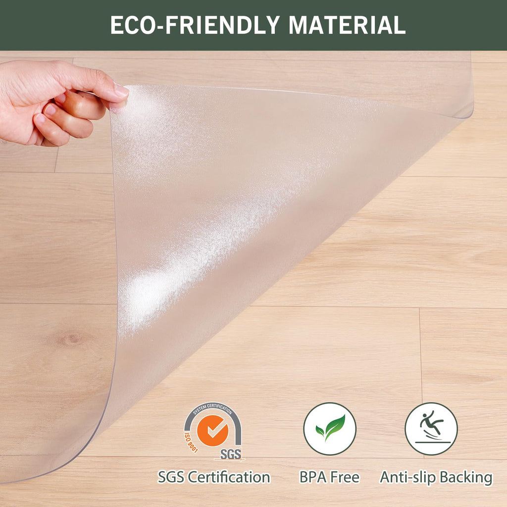 tixpol Clear Chair Mat, tixpol 75" x 60" Large Chair Mat for Hard Floors, Non-Slip Floor Protector Desk Mat for Home Office, Vinyl Floor Mat for Kids and Pets - Not Used for Carpets (Clear)