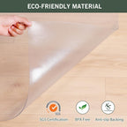 tixpol Clear Chair Mat, tixpol 75" x 60" Large Chair Mat for Hard Floors, Non-Slip Floor Protector Desk Mat for Home Office, Vinyl Floor Mat for Kids and Pets - Not Used for Carpets (Clear)