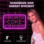 Please Don't Do Coke in The Bathroom Neon Sign for Wall Decor,USB Powered LED Neon Light with Adjustable Brightness,Light Up Sign for Party Decor,Bathroom,Christmas Gifts