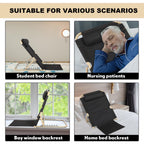 Menkxi Lifting Bed Backrest Portable Folding Adjustable Sit up Back Rest Multifunction Chair for Bed Change Angle of Backrest for Elderly Patients Back Neck Lumbar Support (Black,28.4 Inch)