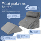 Axelrod 4PCS Orthopedic Bed Wedge Pillow Set, Post Surgery Foam for Back, Neck and Leg Pain Relief Comfortable & Adjustable Ortho Pillows- Anti Snoring, Heartburn, Acid Reflux & GERD Sleeping Grey