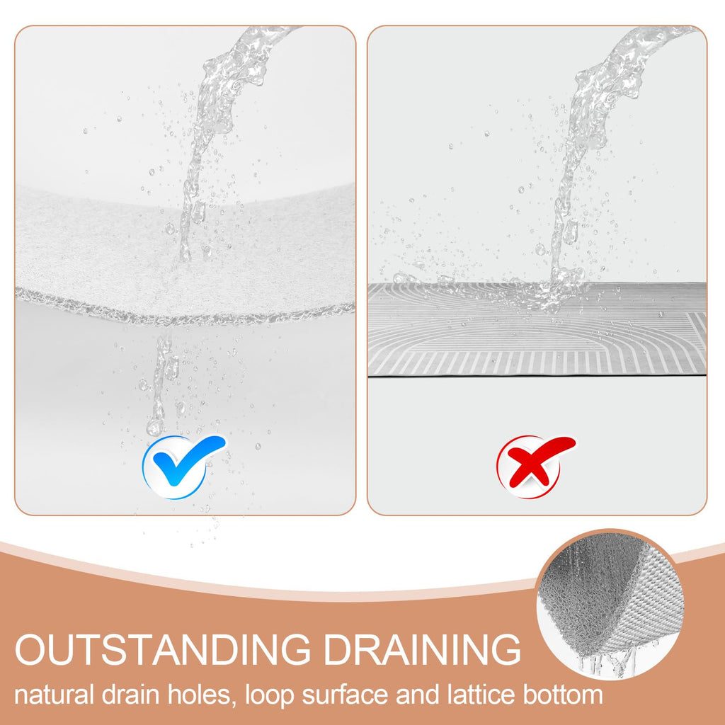 Joyhalo Shower Mats for Showers Anti Slip for Elderly, 17'' x 30'' Non Slip Bath Mat for Inside Shower, Bath Tub Mats for Bathroom Non Slip for Shower, PVC Loofah Bathroom Mats, White