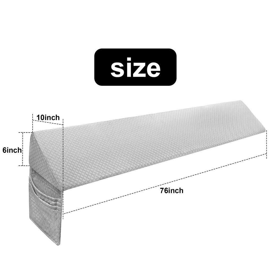 Rormcheny King Bed Wedge Pillow Headboard Gap,Wedge Pillow Headboard/Bed Gap Filler,Fill The Gap (0-8") (Gray, 76"x10"x6")