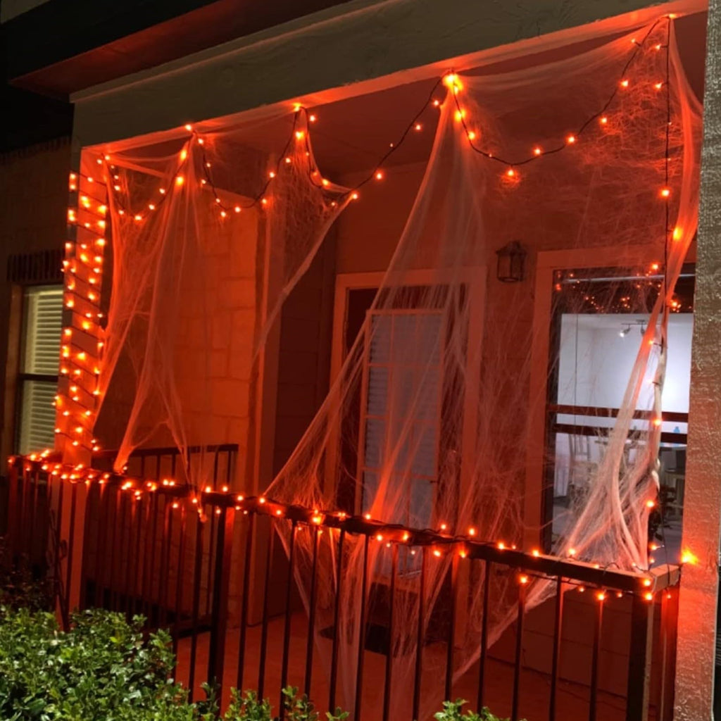 YEGUO Orange Lights for Halloween, 200 LED String Lights Outdoor Waterproof, Green Wire Christmas Lights Indoor, 8 Modes 66ft Twinkle Lights Plug in for Halloween Decor