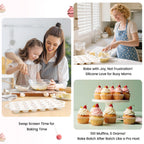 Fimary Silicone Muffin Pan with Metal Reinforced Frame - 12 Cups Muffin Pan With 24 Cups for Homemade Muffins, Cupcakes, Oven and Dishwasher Safe - Set of 2, Rainbow Dots