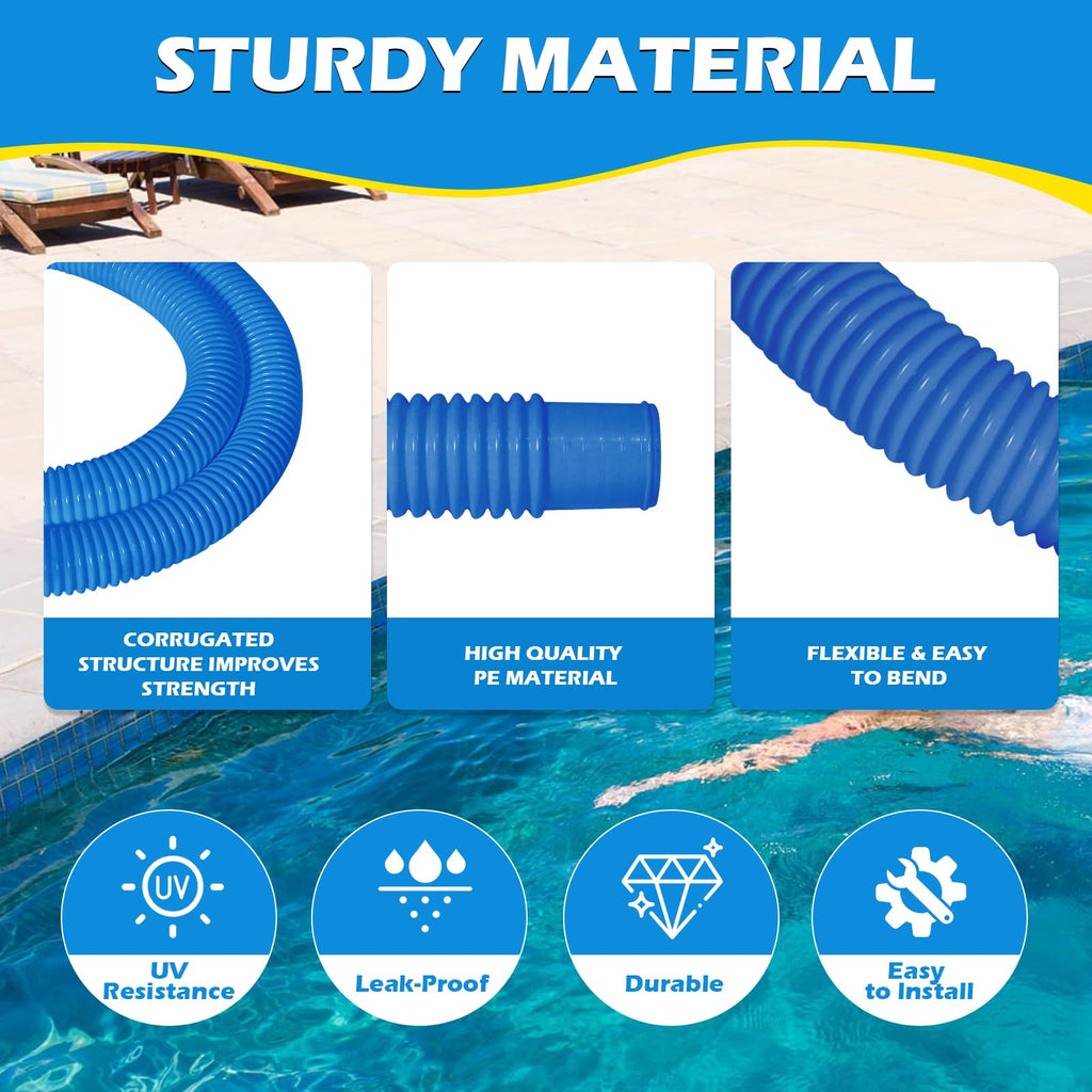 3 Pcs 1.25" Pool Hose, 59" Long Accessory Pool Pump Replacement Hoses, Compatible with All Above Ground Pool Filter Pumps that Use 1 1/4 Diameter Hoses