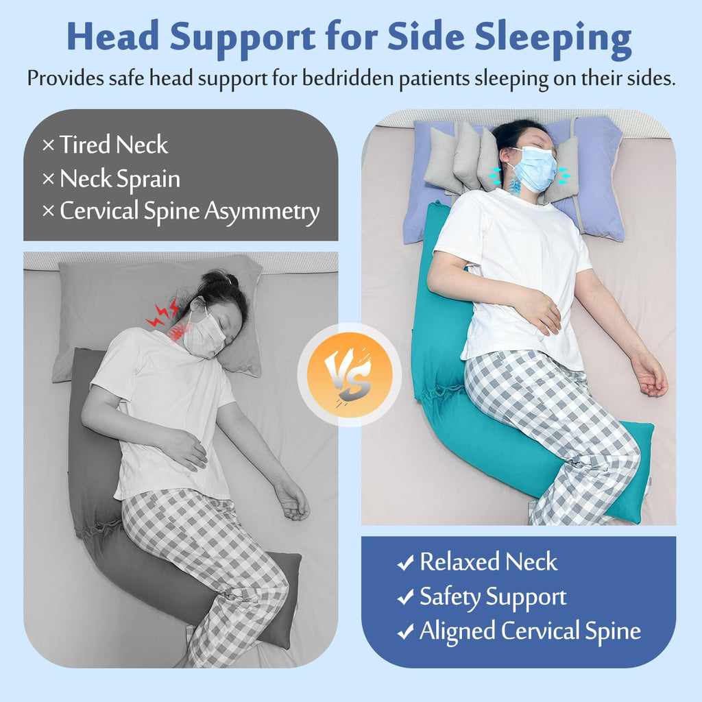 Mybow Neck Stabilizer Wedge Surgery Pillows for Sleeping Upright Head Straight Medical Positioning Wedge Recliner Wheelchair Neck Support Side Sleeper Head Positioner Elderly Disabled Bedridden