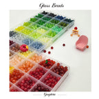 Gaspletu 2600PCS 6mm Glass Beads for Jewelry Making, 48 Colors Crystal Beads Bracelets Making Kit, Christmas Colors 2 Box Round Beads Suitable for Beginners