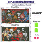 OFRKE 2 Pack Halloween Diamond Painting Kits for Adults,5D Full Round Diamond Halloween Clown Diamond Art Kit, Large Dots Diamond Painting for Beginners, DIY Beads for Home Wall Decor (28X16inch)