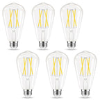 GvvooHome Edison Bulbs, E26 LED Bulb 60 watt Equivalent, Non-Dimmable, 4000K Daylight White, ST58 Vintage Light Bulbs, 90+ CRI, 6W 600LM, E26 Medium Base, Clear Glass, 6 Pack